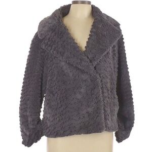 CYNTHIA STEFFE Gray Plush Teddy Jacket L Large